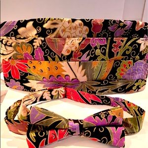 🎩Vintage  All silk bow tie and Cumber bun set 🎩